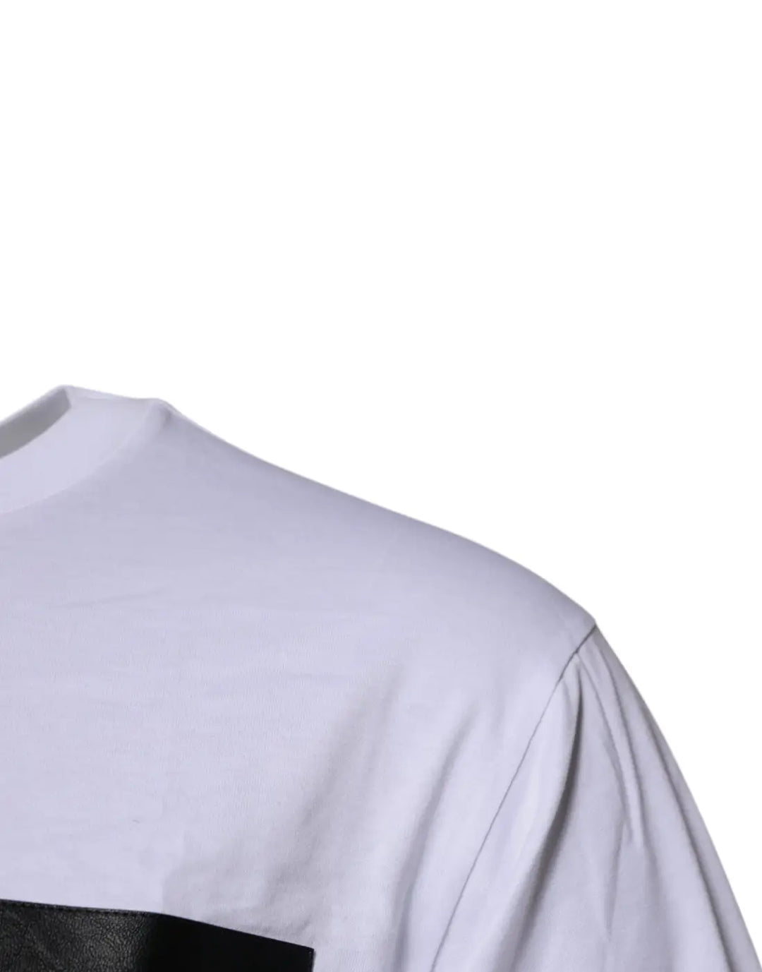 Dolce &amp; Gabbana White Logo Patch Cotton Crew Neck T-shirt