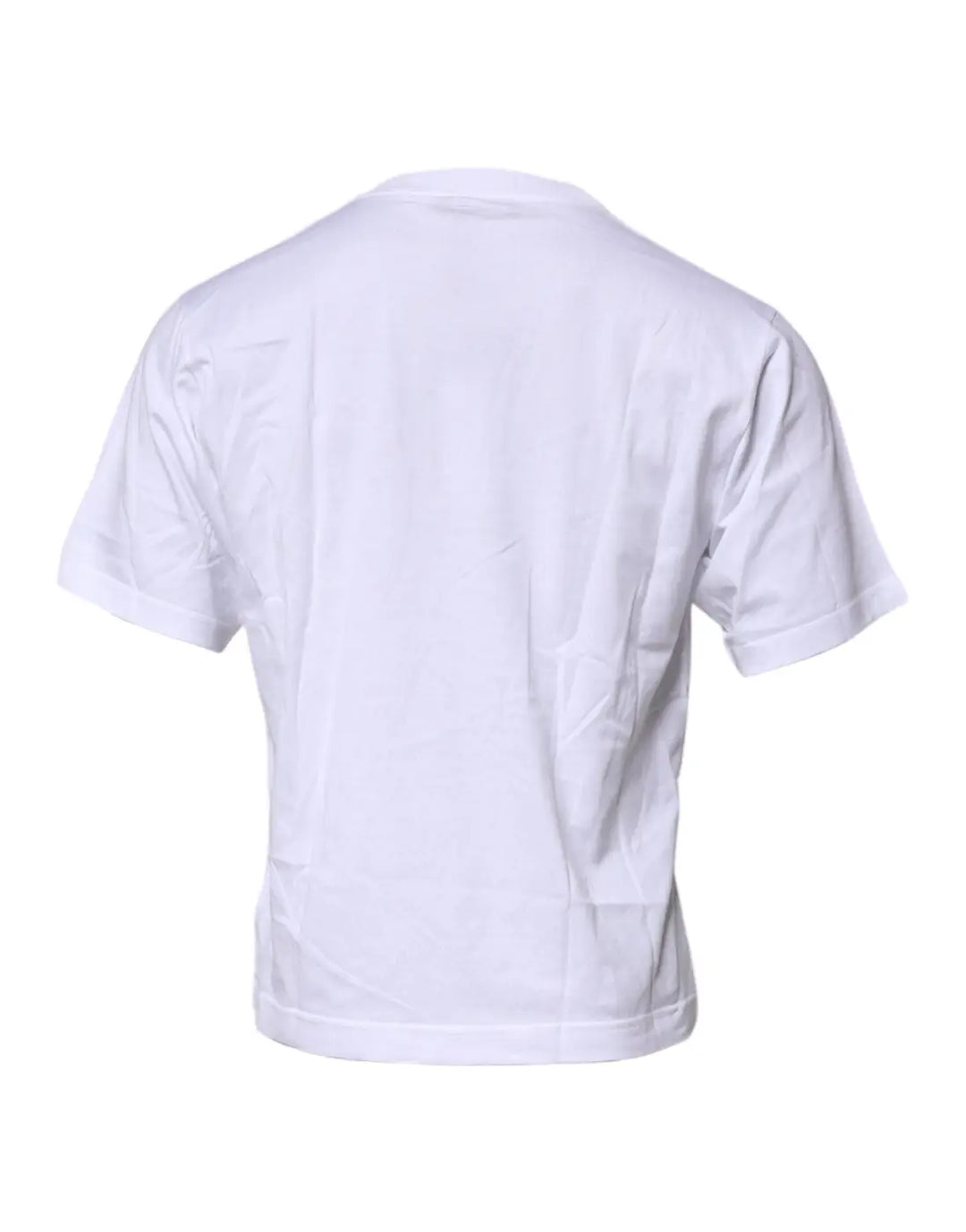 Dolce &amp; Gabbana White Logo Patch Cotton Crew Neck T-shirt