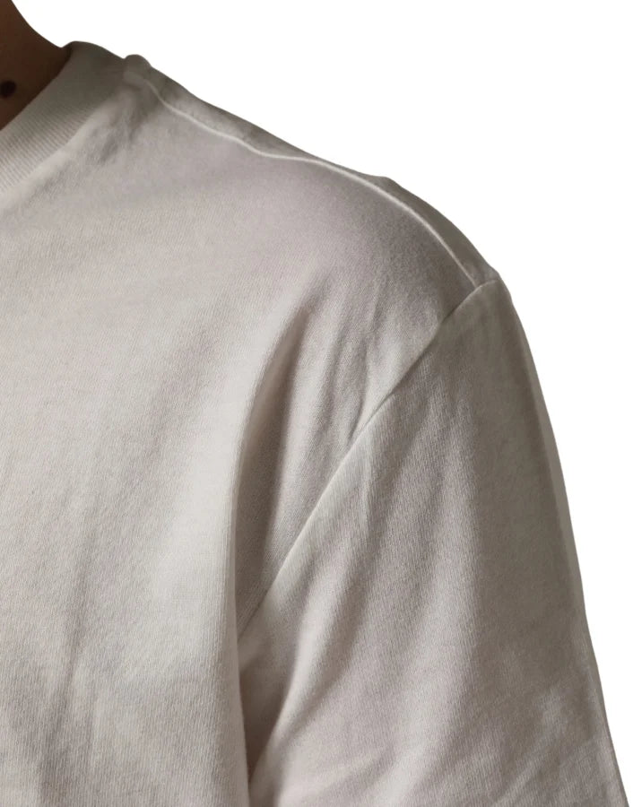Dolce & Gabbana White Logo Patch Cotton Men Crew Neck T-shirt