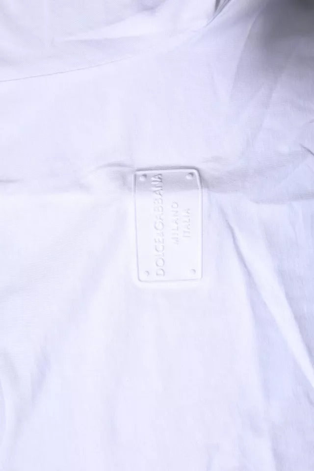 Dolce &amp; Gabbana White Logo Plaque Cotton Crew Neck T-shirt