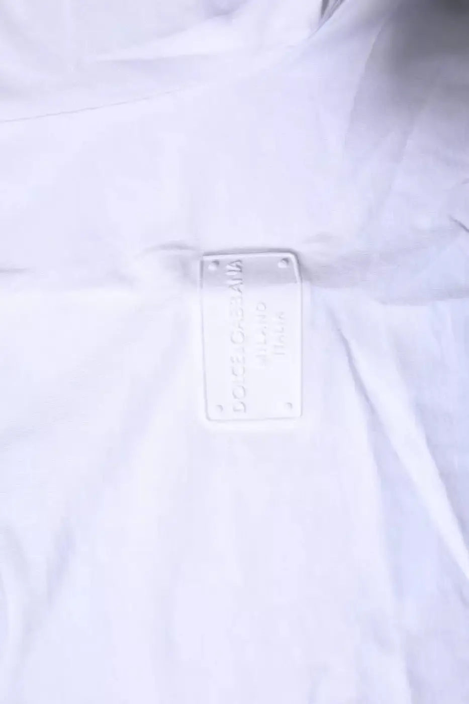 Dolce &amp; Gabbana White Logo Plaque Cotton Crew Neck T-shirt