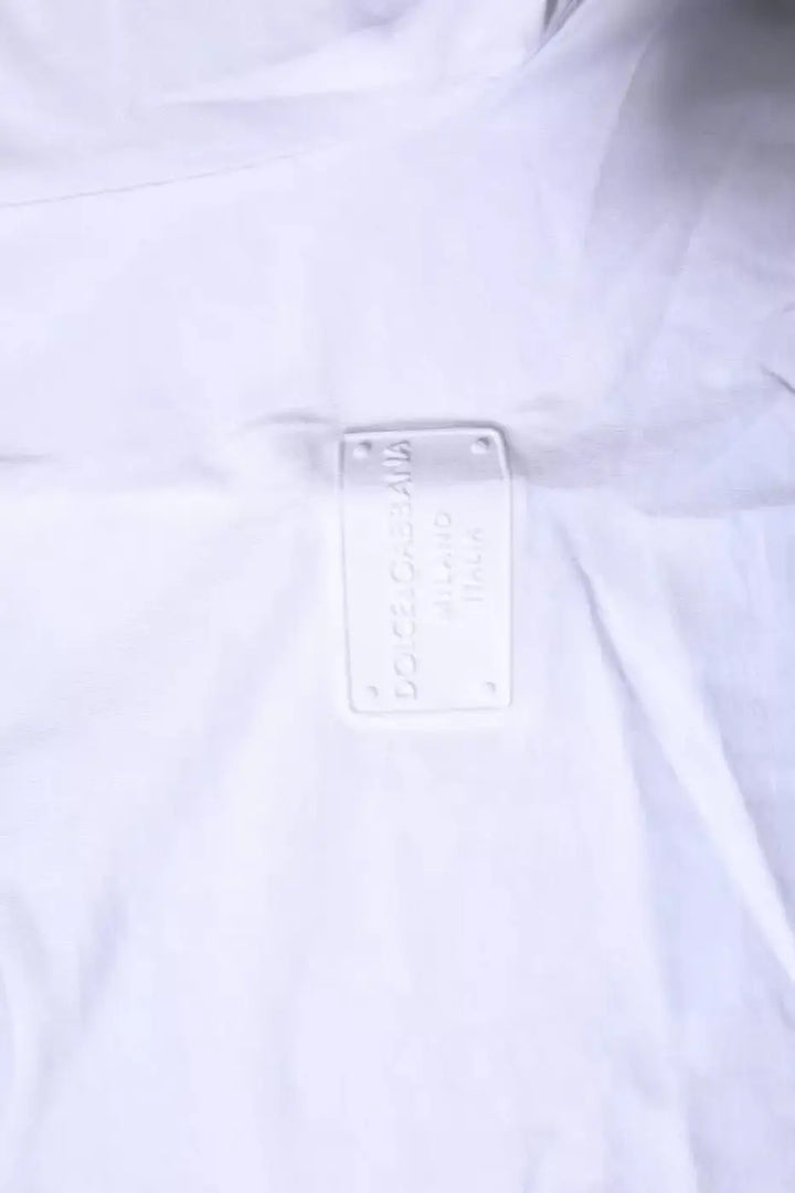 Dolce &amp; Gabbana White Logo Plaque Cotton Crew Neck T-shirt