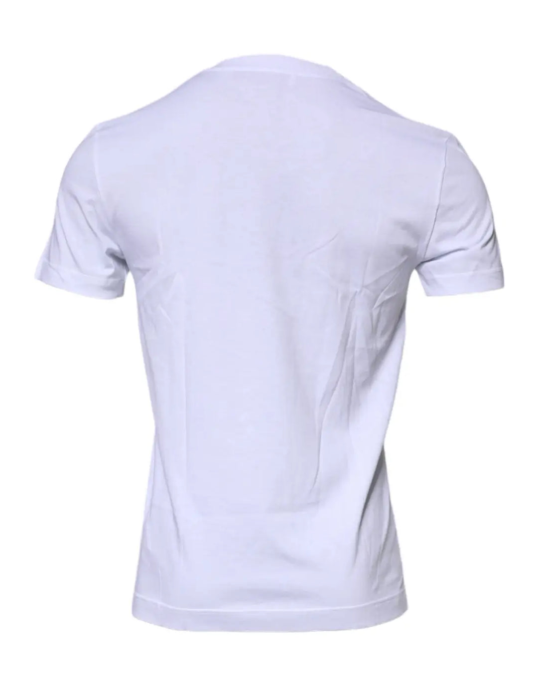 Dolce &amp; Gabbana White Logo Plaque Cotton Crew Neck T-shirt
