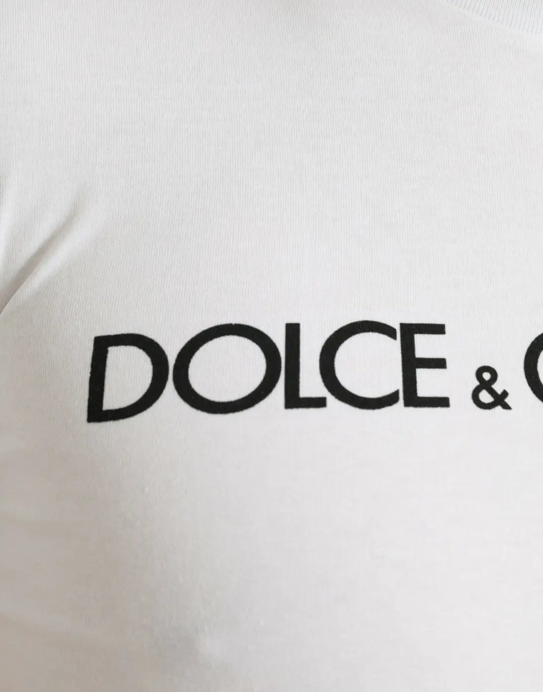 Dolce &amp; Gabbana White Logo Print Cotton Crew Neck T-shirt