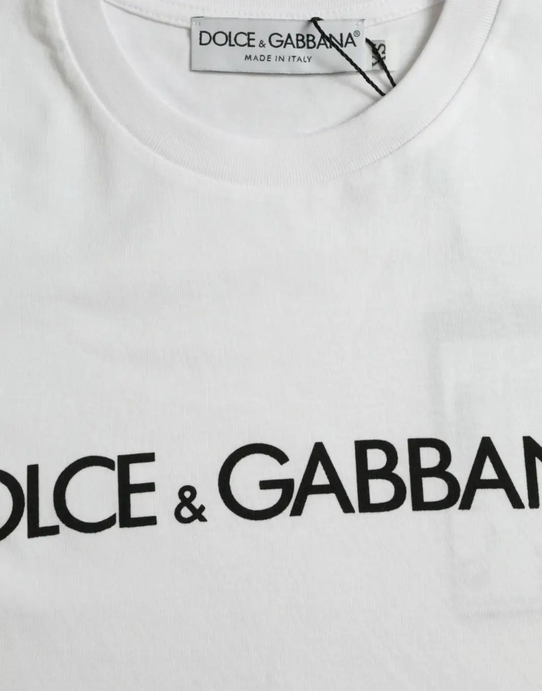 Dolce &amp; Gabbana White Logo Print Cotton Crew Neck T-shirt
