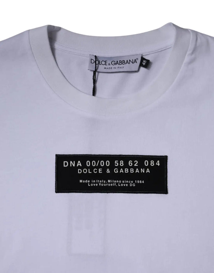 Dolce &amp; Gabbana White Logo Print Cotton Crew Neck T-shirt