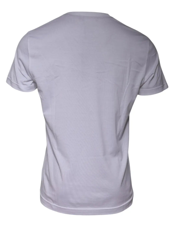Dolce &amp; Gabbana White Logo Print Cotton Crew Neck T-shirt