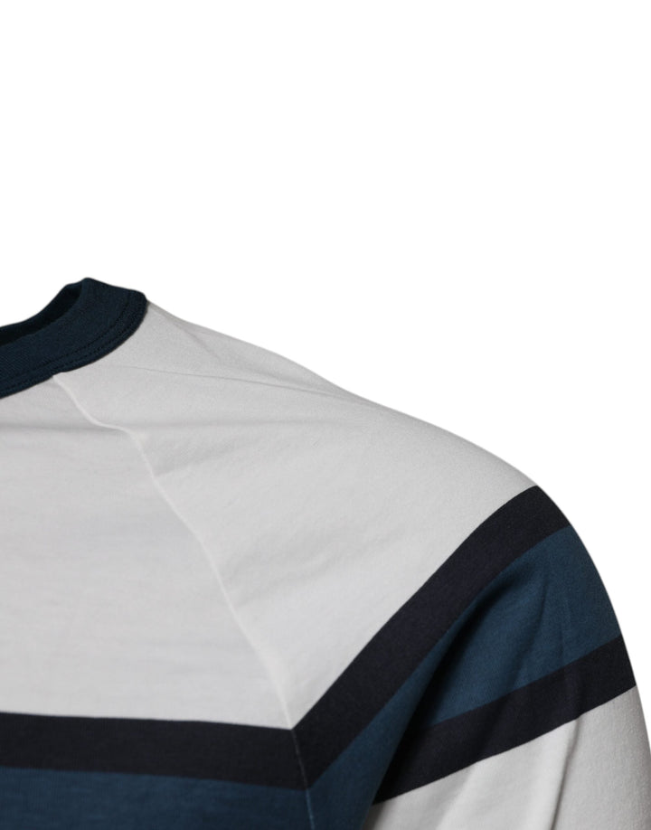 Dolce &amp; Gabbana White Logo Print Cotton Men Crew Neck T-shirt