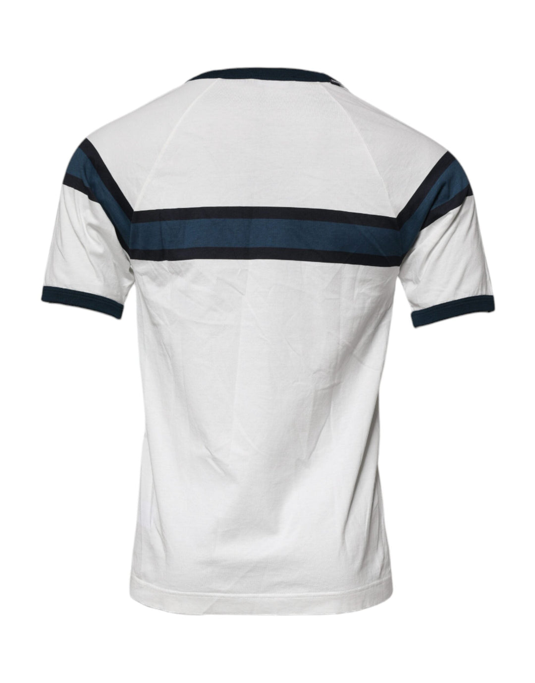 Dolce &amp; Gabbana White Logo Print Cotton Men Crew Neck T-shirt