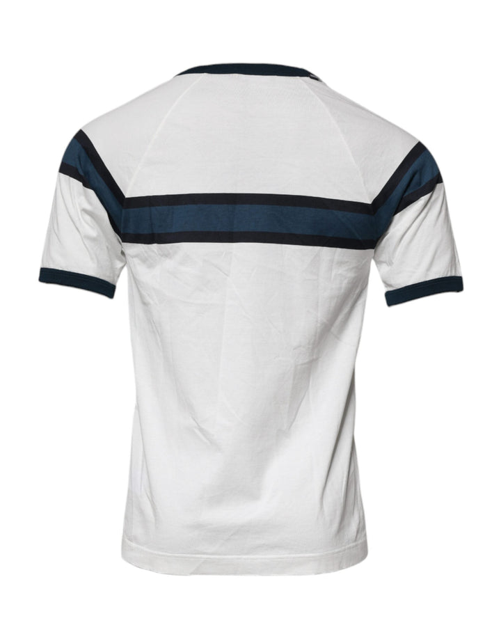 Dolce &amp; Gabbana White Logo Print Cotton Men Crew Neck T-shirt