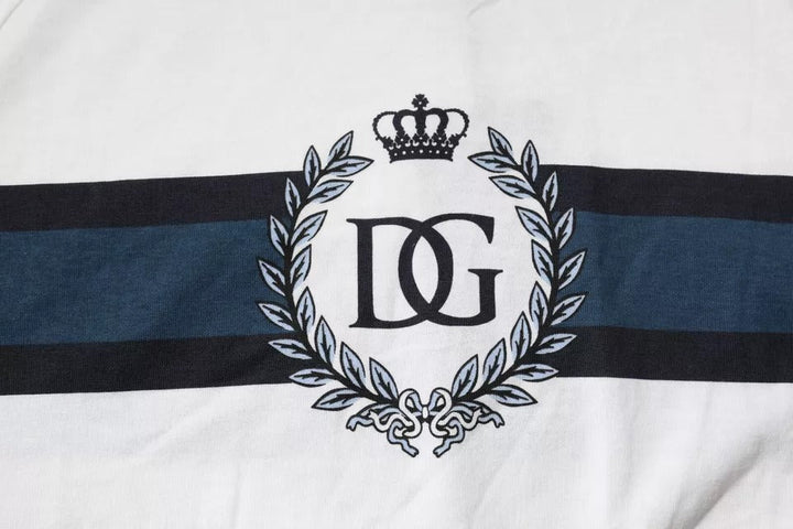 Dolce &amp; Gabbana White Logo Print Cotton Men Crew Neck T-shirt