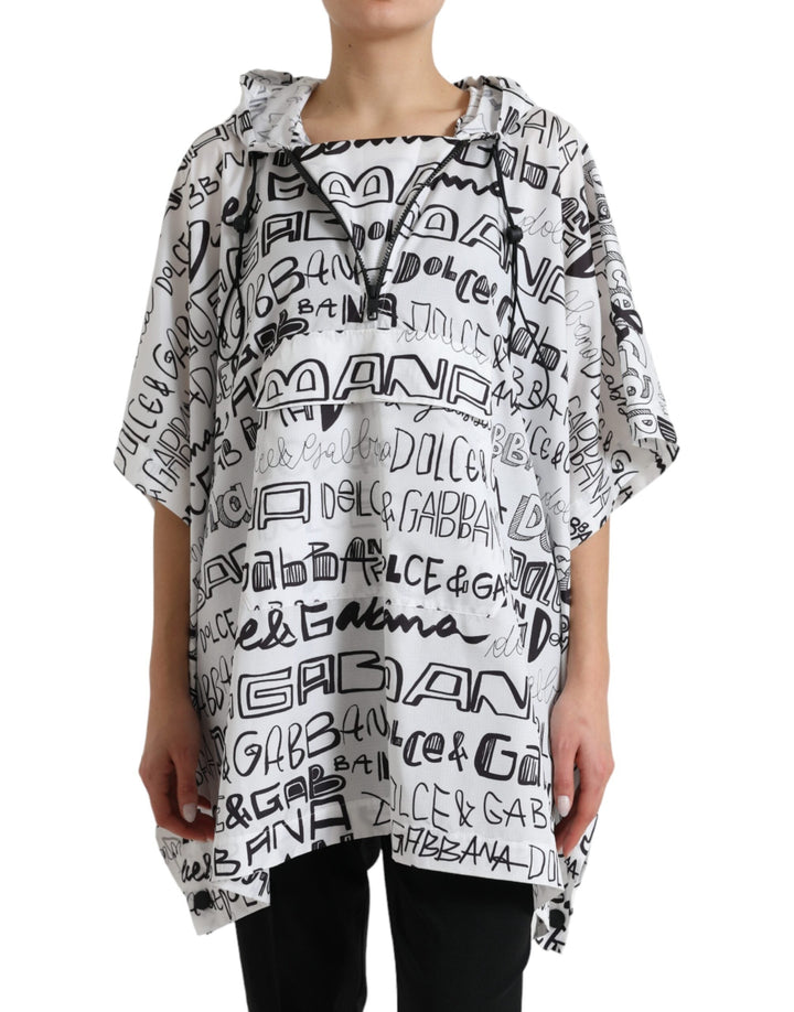 Dolce &amp; Gabbana - White Logo Print Hooded Blouson T-shirt Top