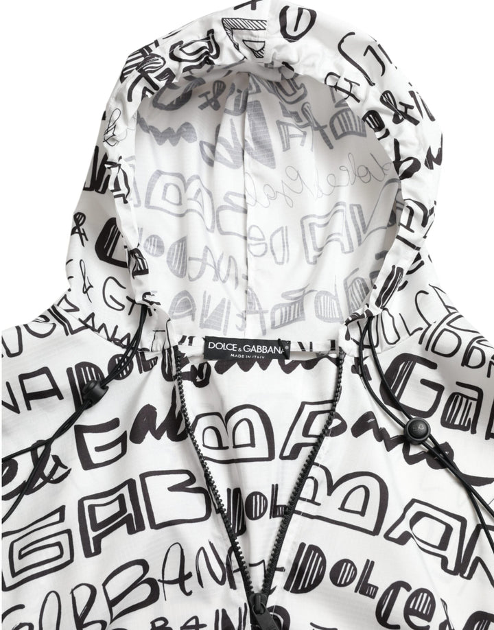 Dolce &amp; Gabbana - White Logo Print Hooded Blouson T-shirt Top