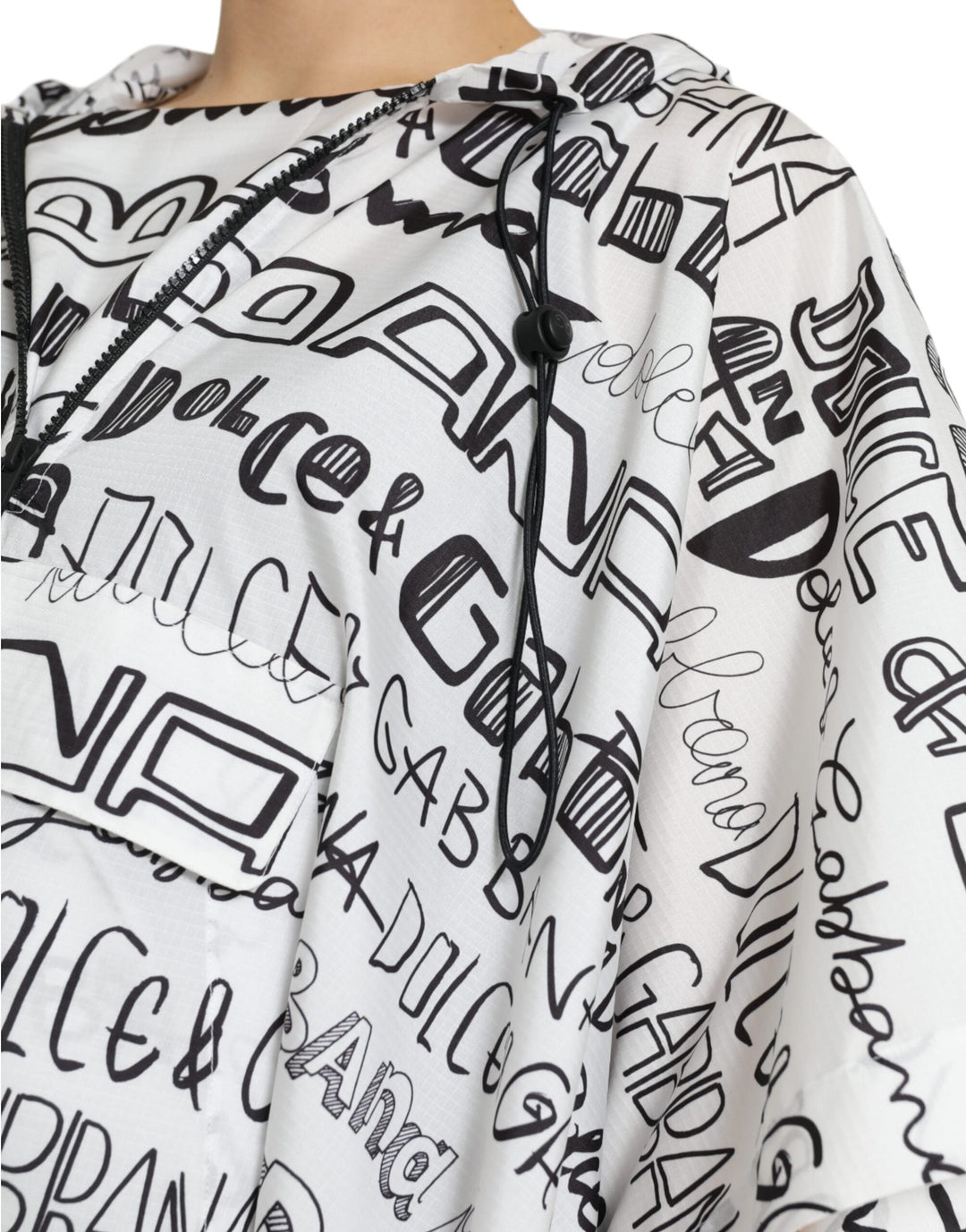 Dolce &amp; Gabbana - White Logo Print Hooded Blouson T-shirt Top