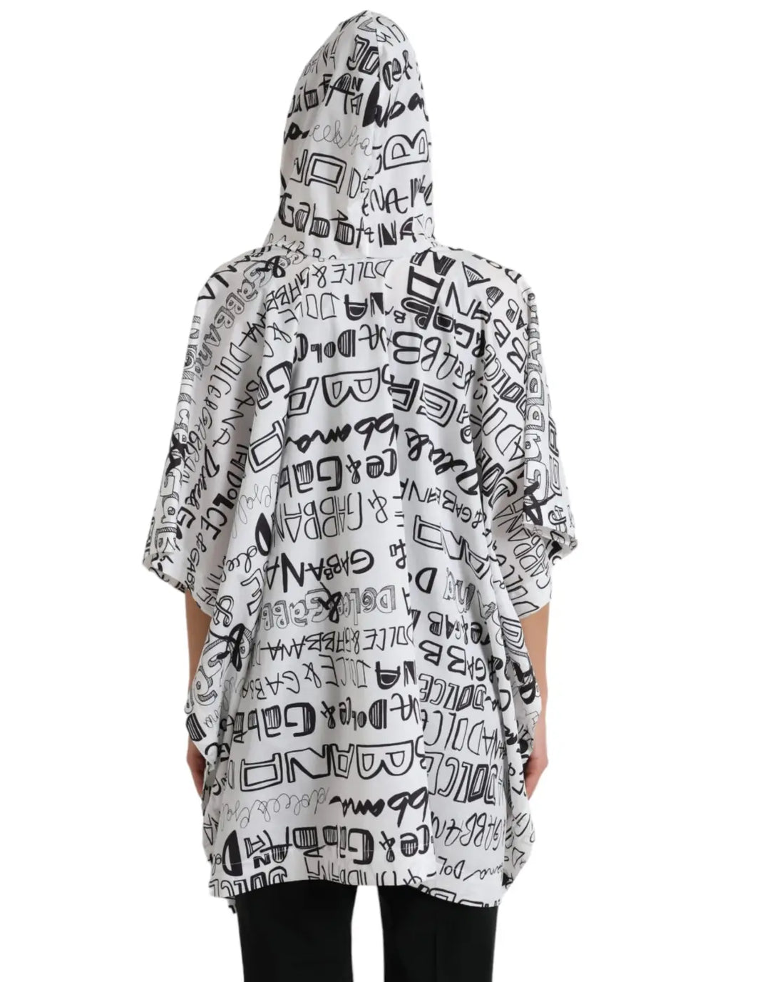 Dolce &amp; Gabbana White Logo Print Hooded Blouson T-shirt Top