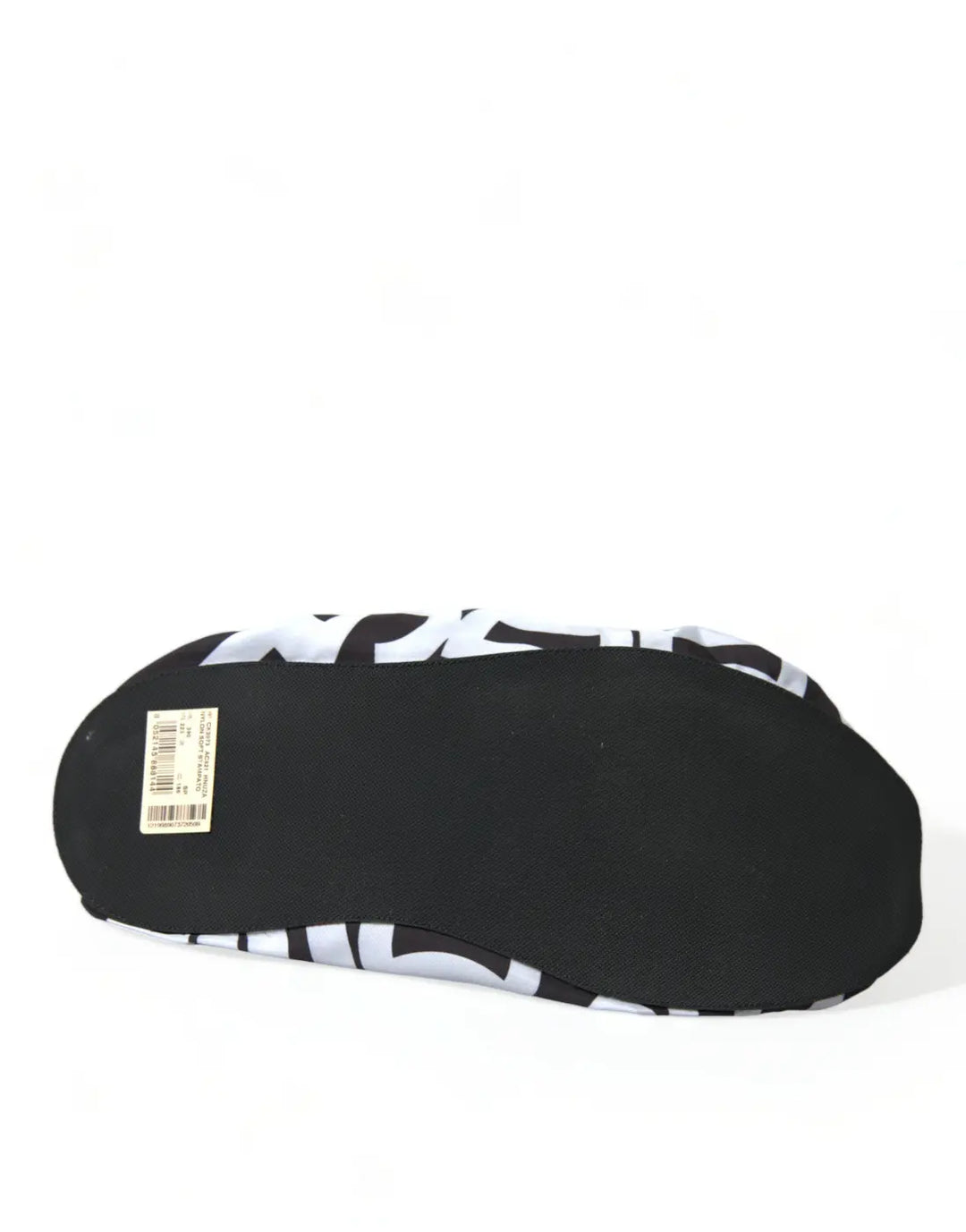 Dolce &amp; Gabbana White Logo Print Nylon Slip On Flats Shoes