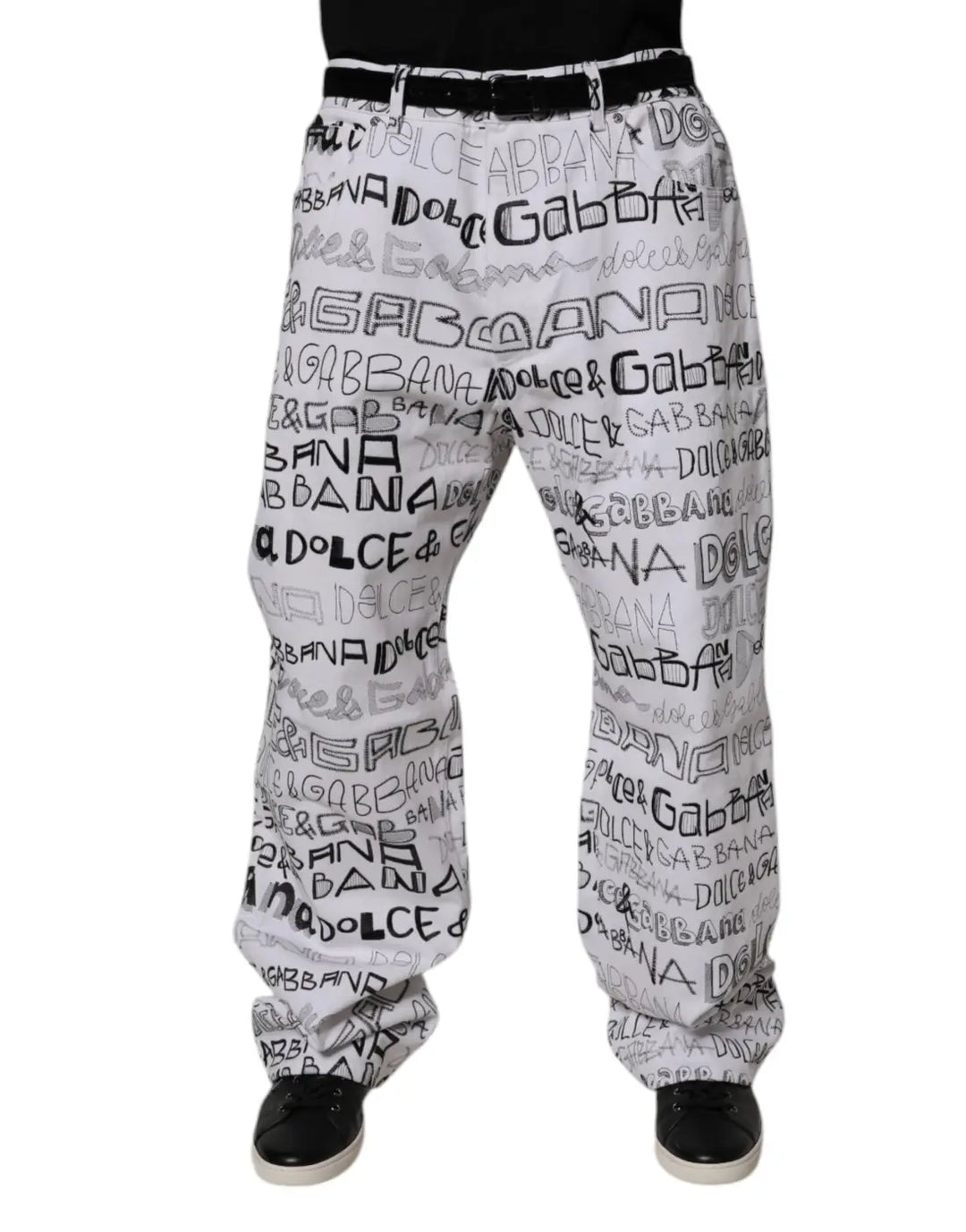 Dolce &amp; Gabbana White Logo Print Straight Men Denim Jeans