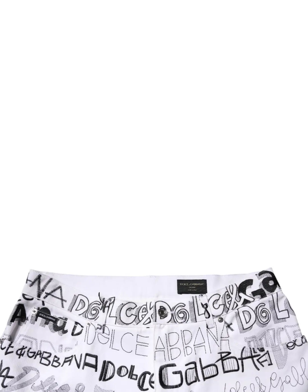 Dolce &amp; Gabbana White Logo Print Straight Men Denim Jeans