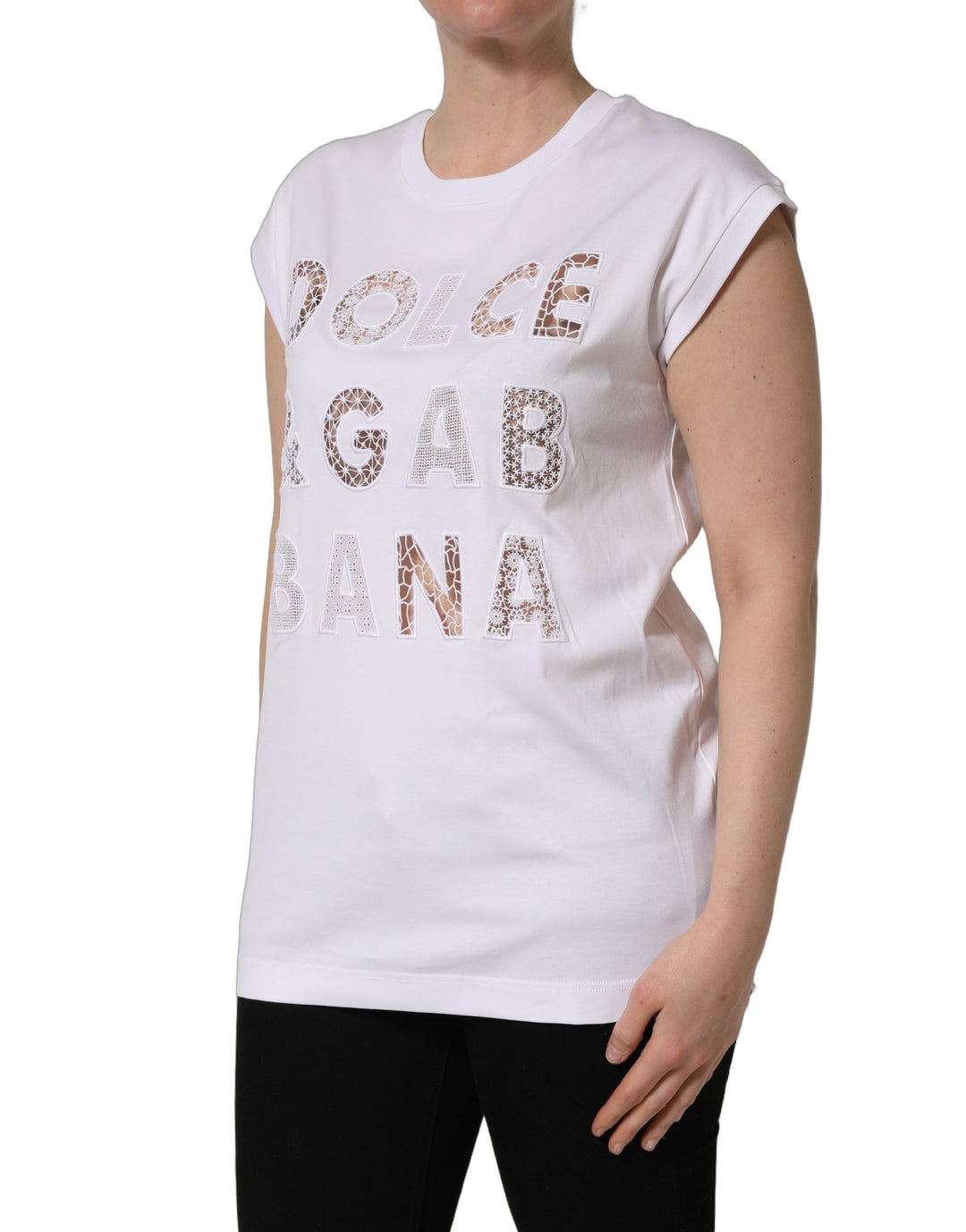 Dolce &amp; Gabbana - White Logo Round Neck Sleeveless T-shirt