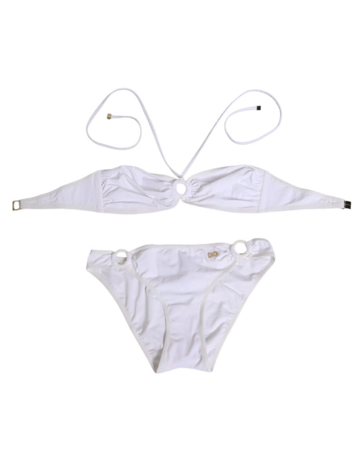 Dolce &amp; Gabbana White Logo Swimsuit 2 Piece Top Bottom Swimwear - Women’s