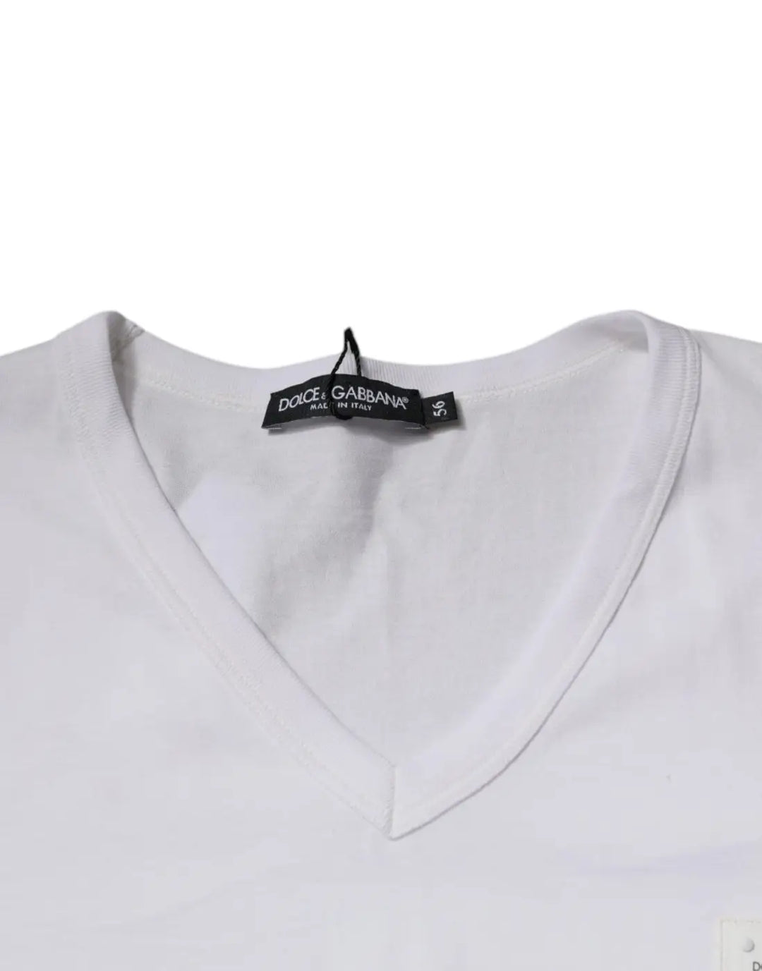 Dolce &amp; Gabbana White Logo V-neck Short Sleeve T-shirt