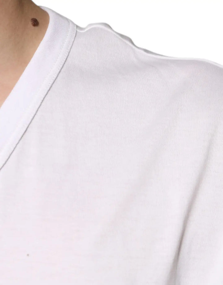 Dolce &amp; Gabbana White Logo V-neck Short Sleeve T-shirt