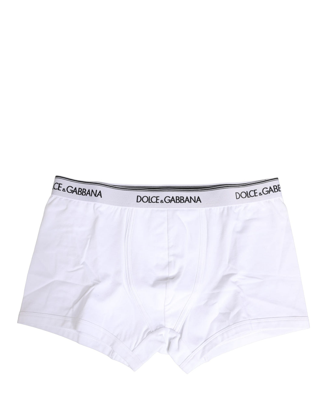 Dolce &amp; Gabbana White Logo Waistband Cotton Boxer Underwear