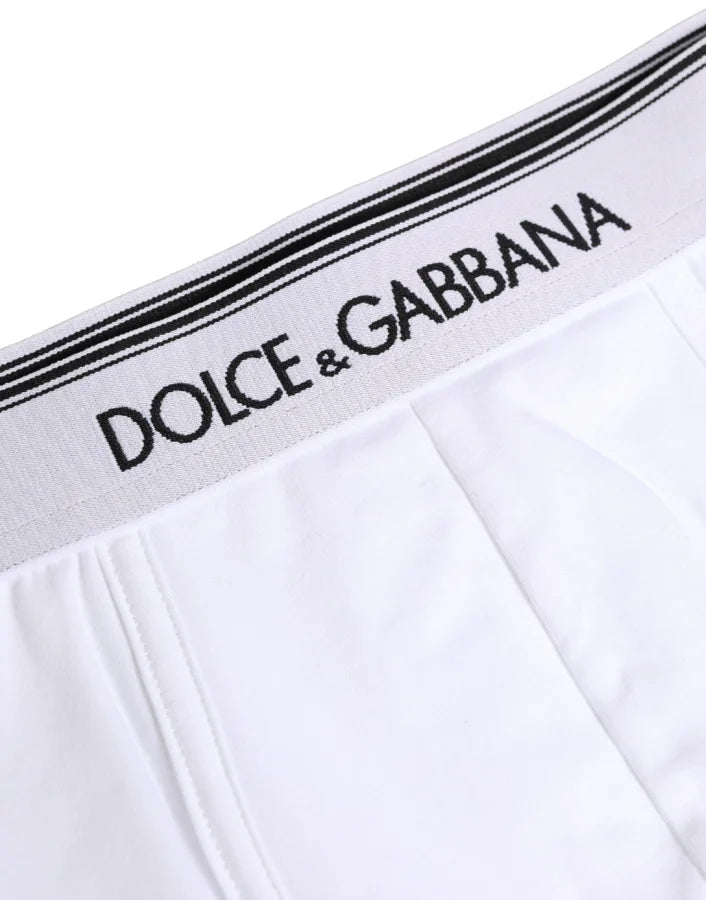 Dolce &amp; Gabbana White Logo Waistband Cotton Boxer Underwear