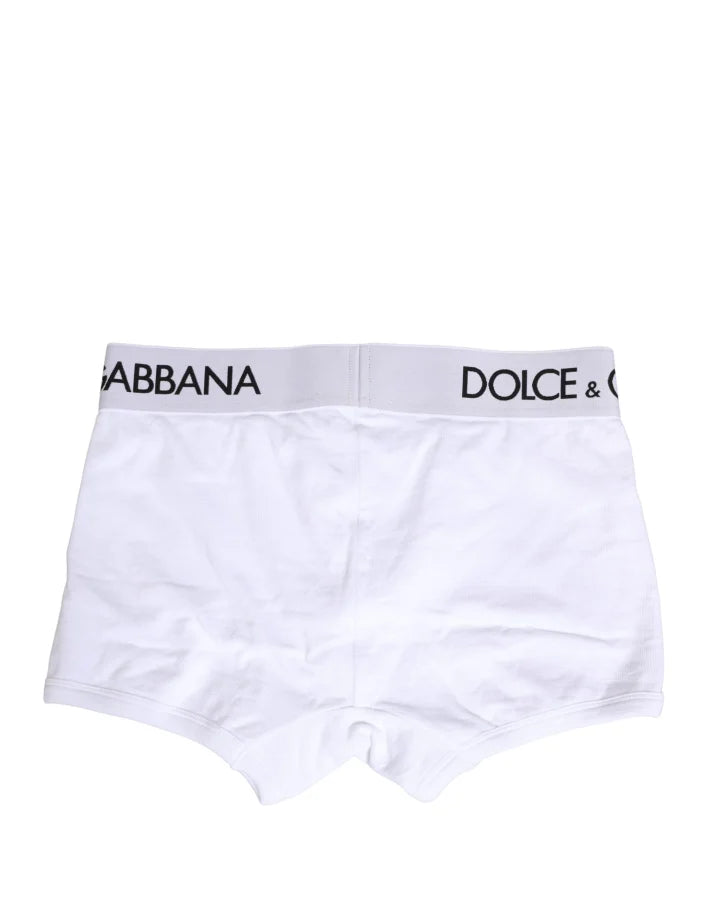 Dolce &amp; Gabbana White Logo Waistband Regular Boxer Underwear