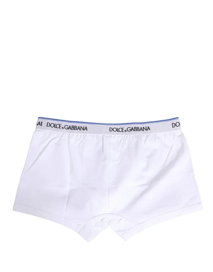 Dolce &amp; Gabbana White Logo Waistband Regular Boxer Underwear