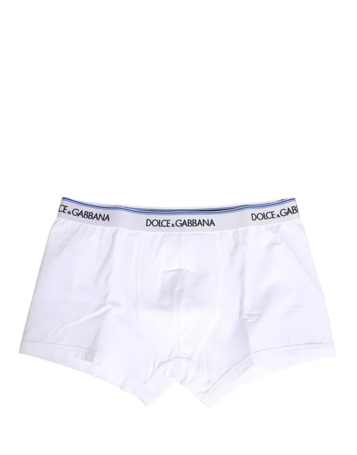 Dolce &amp; Gabbana White Logo Waistband Regular Boxer Underwear