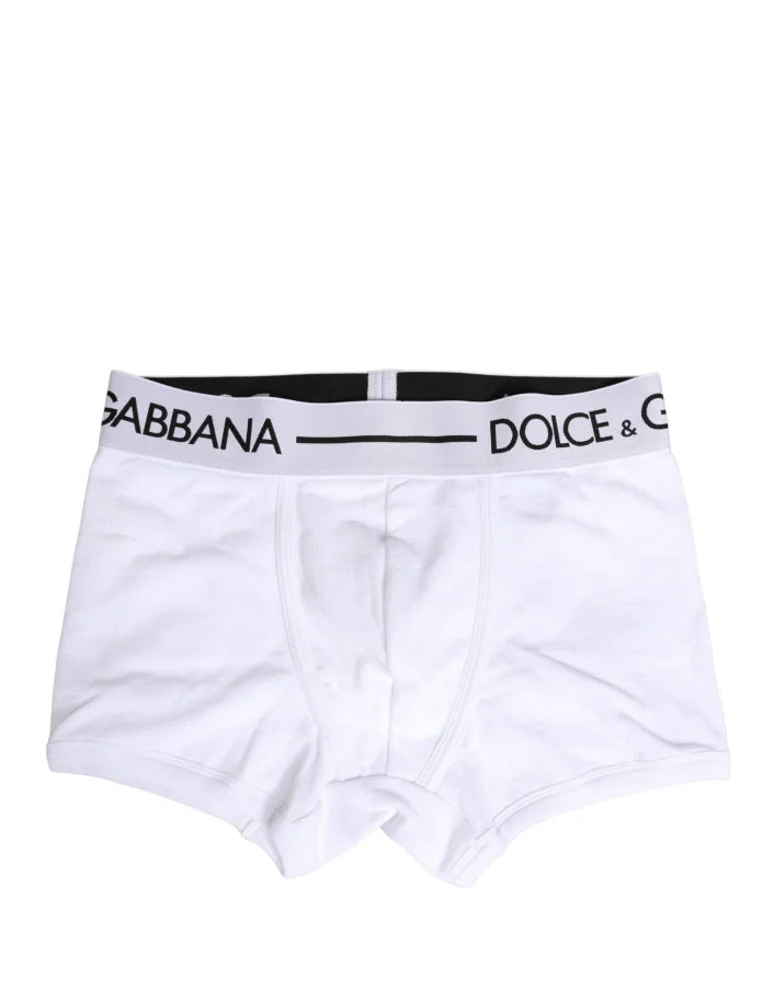 Dolce &amp; Gabbana White Logo Waistband Regular Boxer Underwear