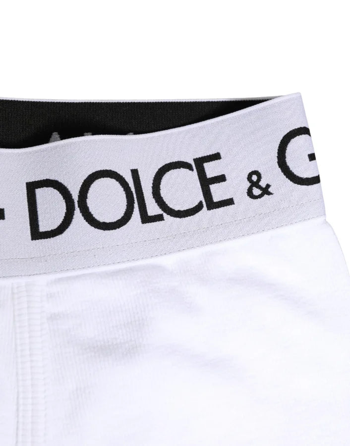 Dolce &amp; Gabbana White Logo Waistband Regular Boxer Underwear