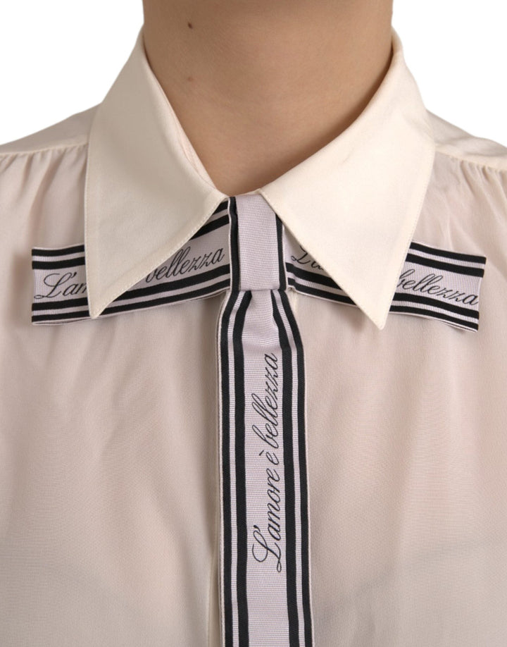 Dolce &amp; Gabbana Blouses - Women’s off White Long Sleeve Button Down Blouse Top