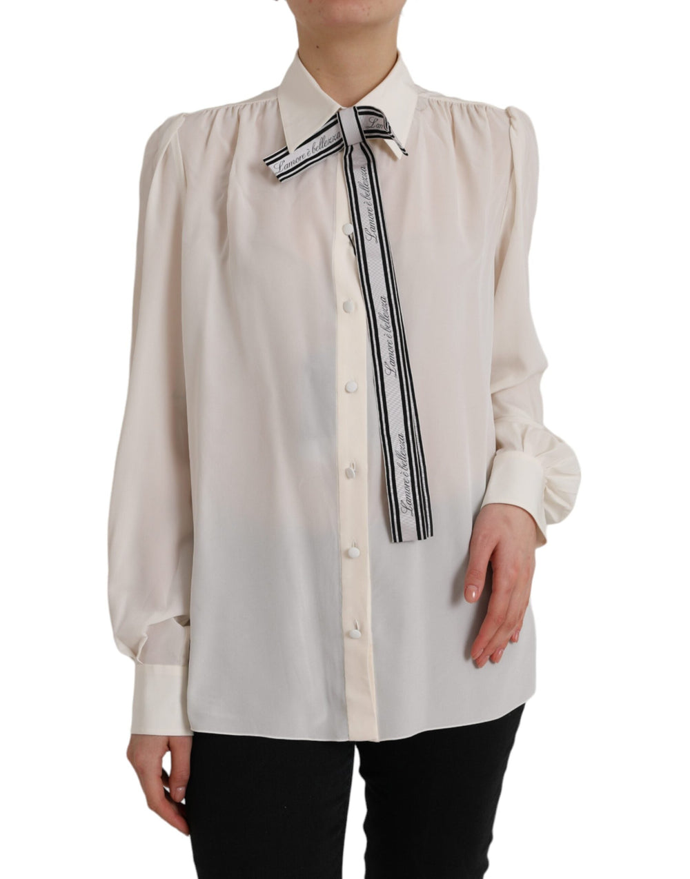 Dolce & Gabbana Blouses - Women’s off White Long Sleeve Button Down Blouse Top