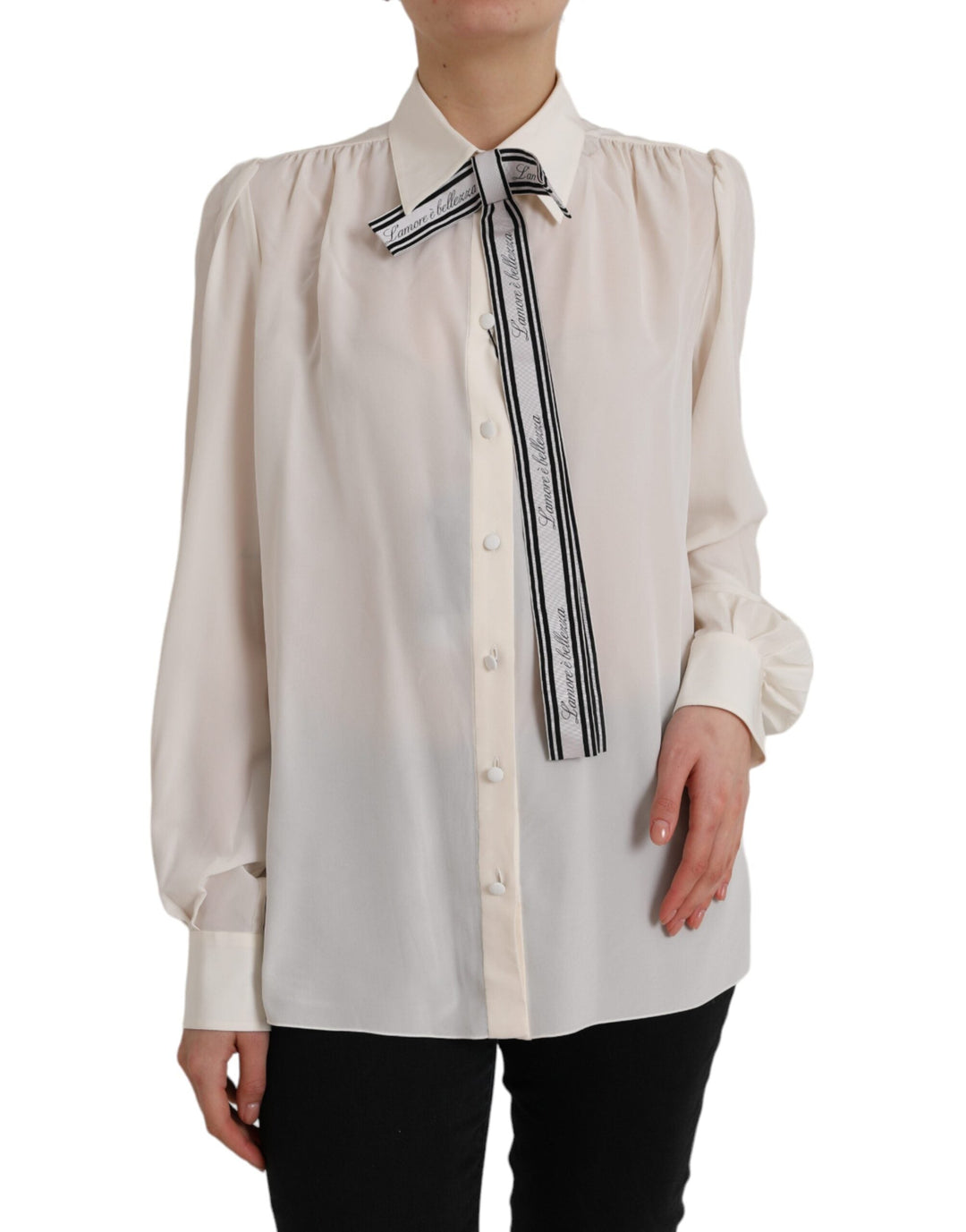 Dolce &amp; Gabbana Blouses - Women’s off White Long Sleeve Button Down Blouse Top