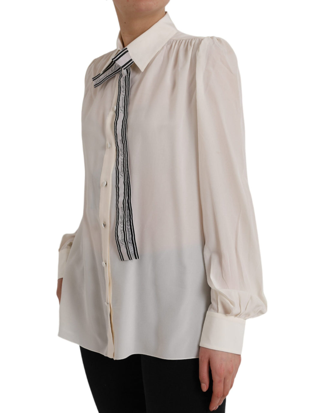 Dolce &amp; Gabbana Blouses - Women’s off White Long Sleeve Button Down Blouse Top