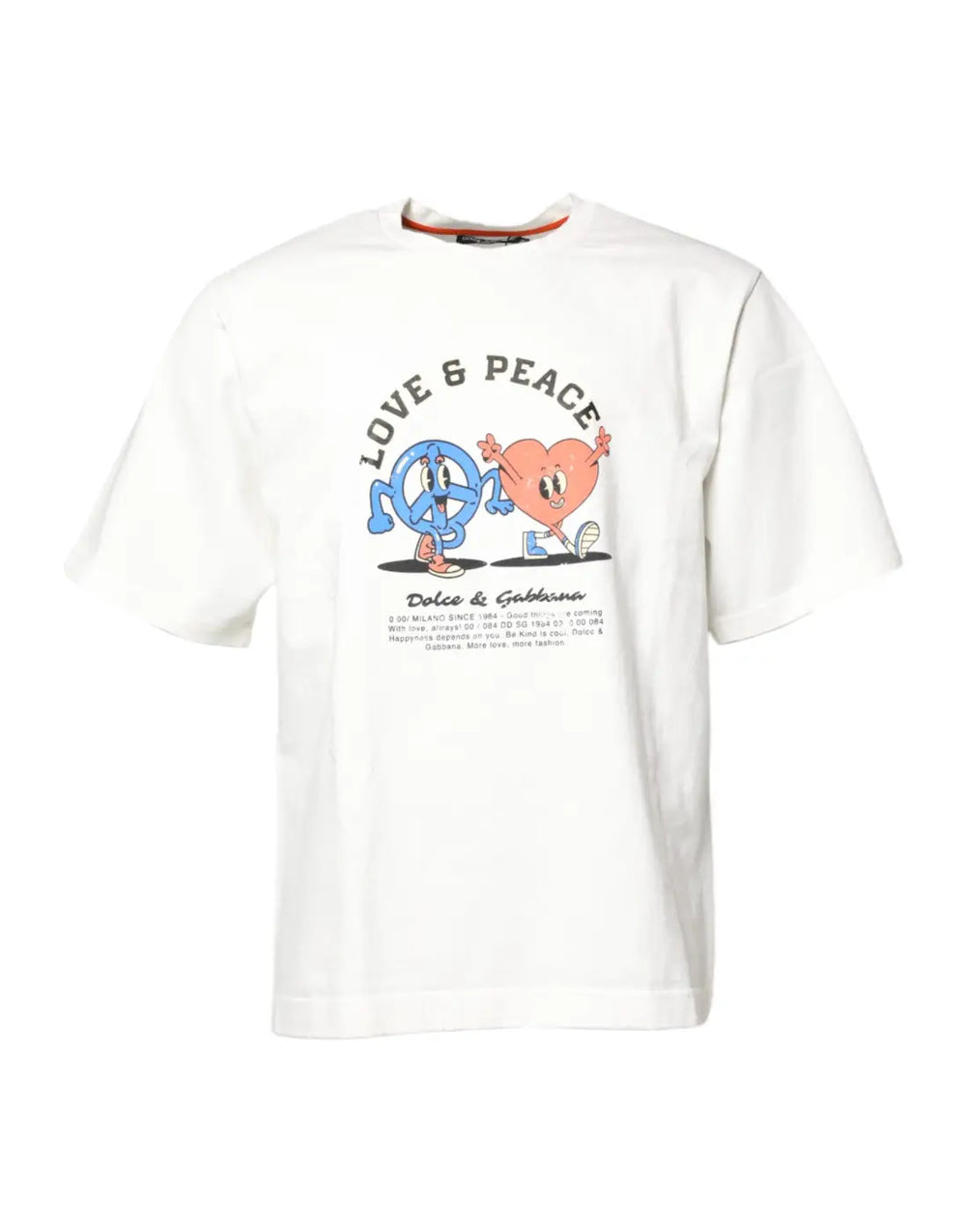 Dolce & Gabbana White LOVE PEACE Print Crew Neck T-shirt