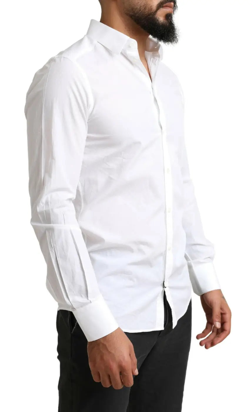 Dolce &amp; Gabbana White MARTINI Cotton Dress Formal Shirt