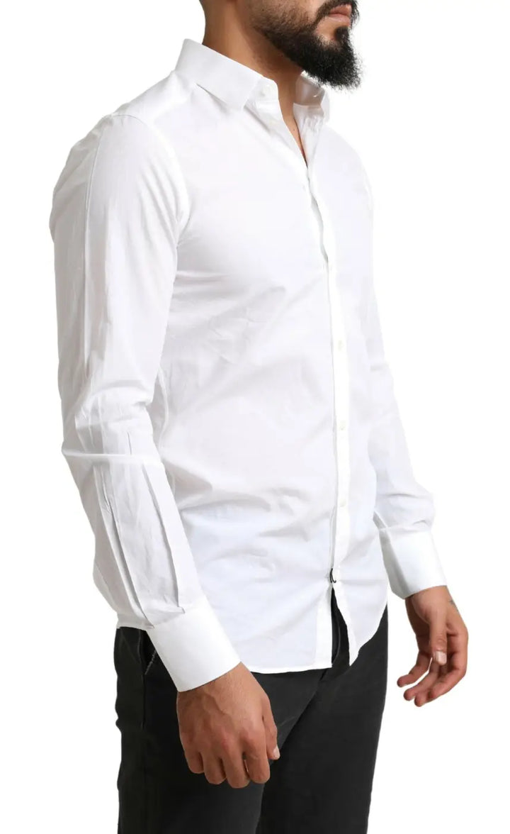 Dolce &amp; Gabbana White MARTINI Cotton Dress Formal Shirt