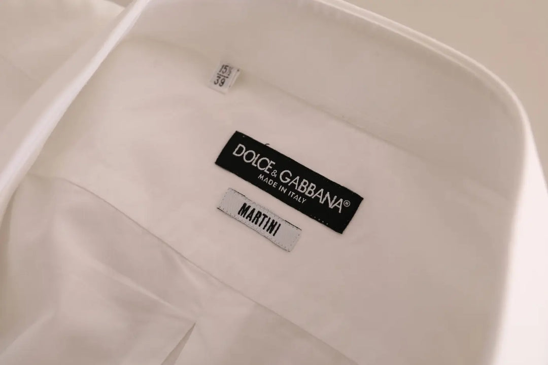 Dolce &amp; Gabbana White MARTINI Cotton Dress Formal Shirt