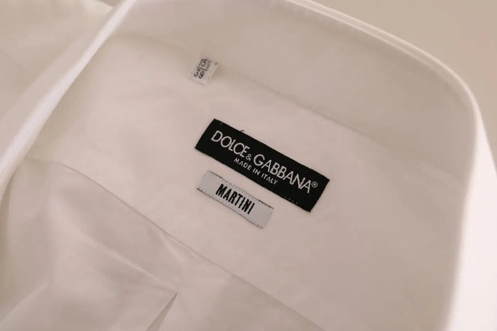Dolce &amp; Gabbana White MARTINI Cotton Dress Formal Shirt