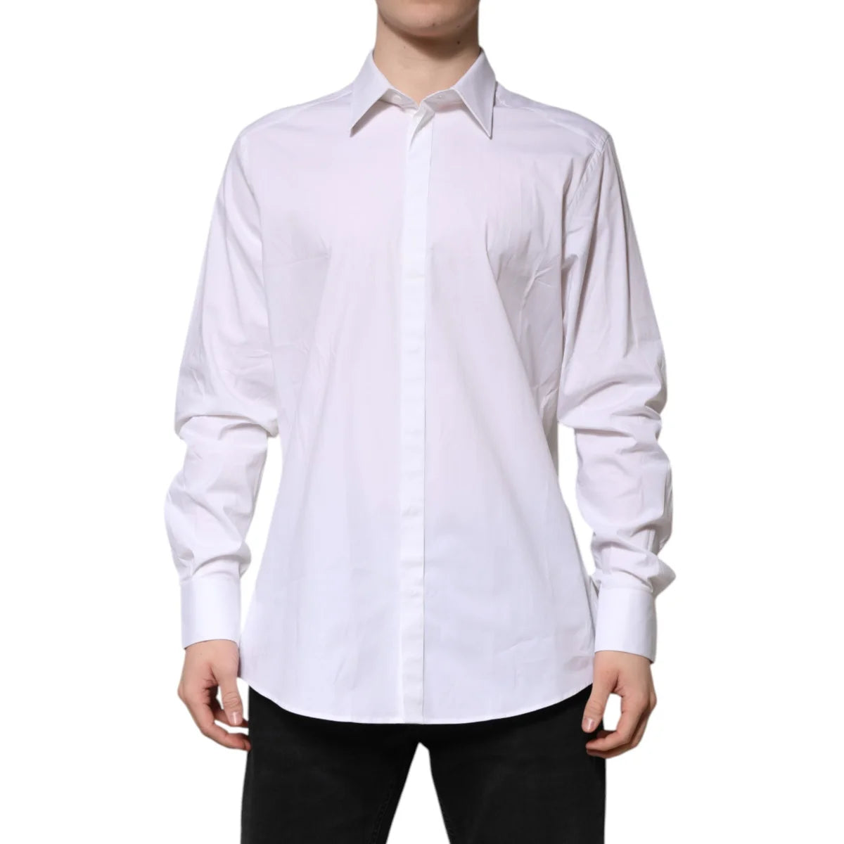 Dolce Gabbana White Martini Long Sleeve Classic Dress Shirt &