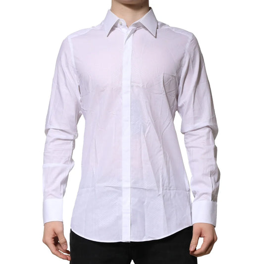 Dolce & Gabbana White Martini Long Sleeve Dress Shirt Elegance