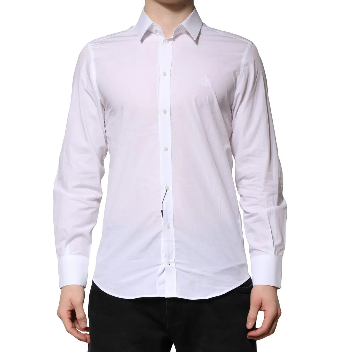 Dolce & Gabbana White Martini Long Sleeves Dress Shirt