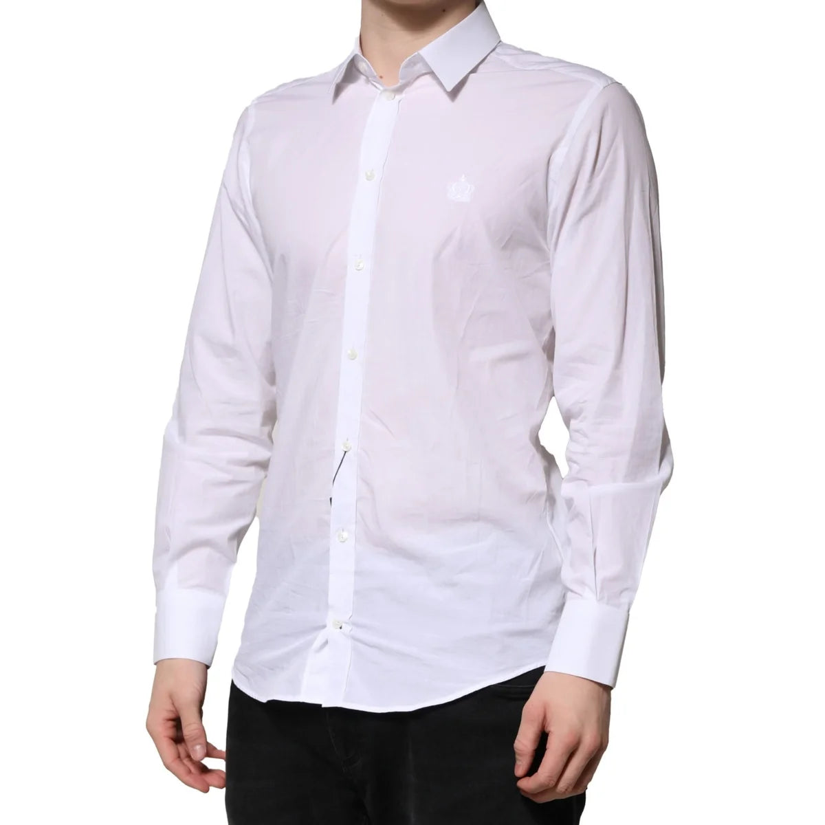 Dolce & Gabbana White Martini Long Sleeves Dress Shirt