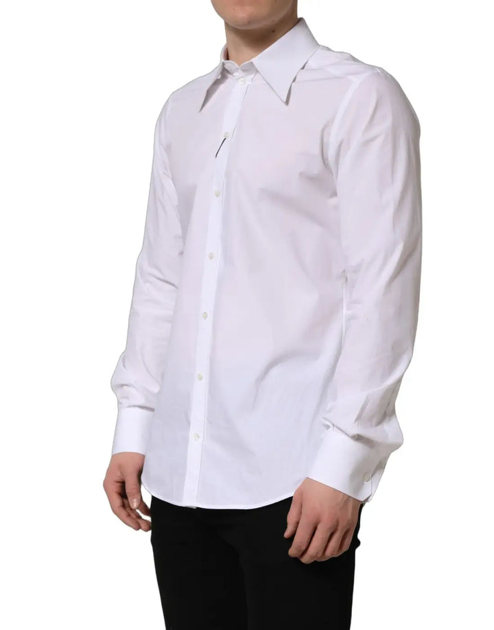 Dolce &amp; Gabbana White MARTINI Long Sleeves Men Dress Shirt