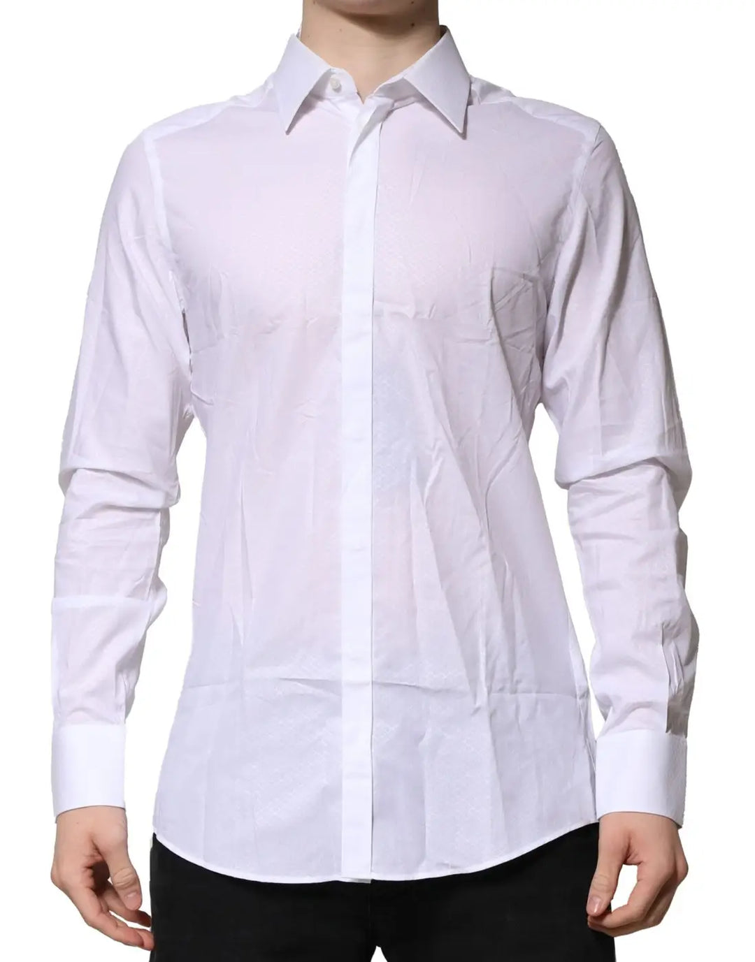 Dolce &amp; Gabbana White MARTINI Long Sleeves Men Formal Shirt