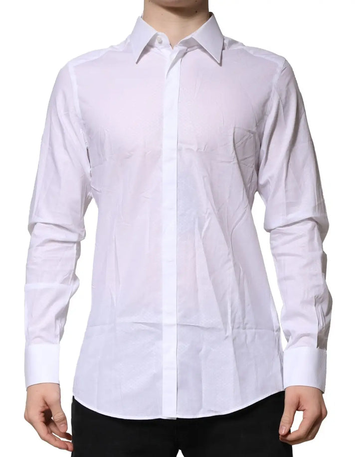 Dolce &amp; Gabbana White MARTINI Long Sleeves Men Formal Shirt