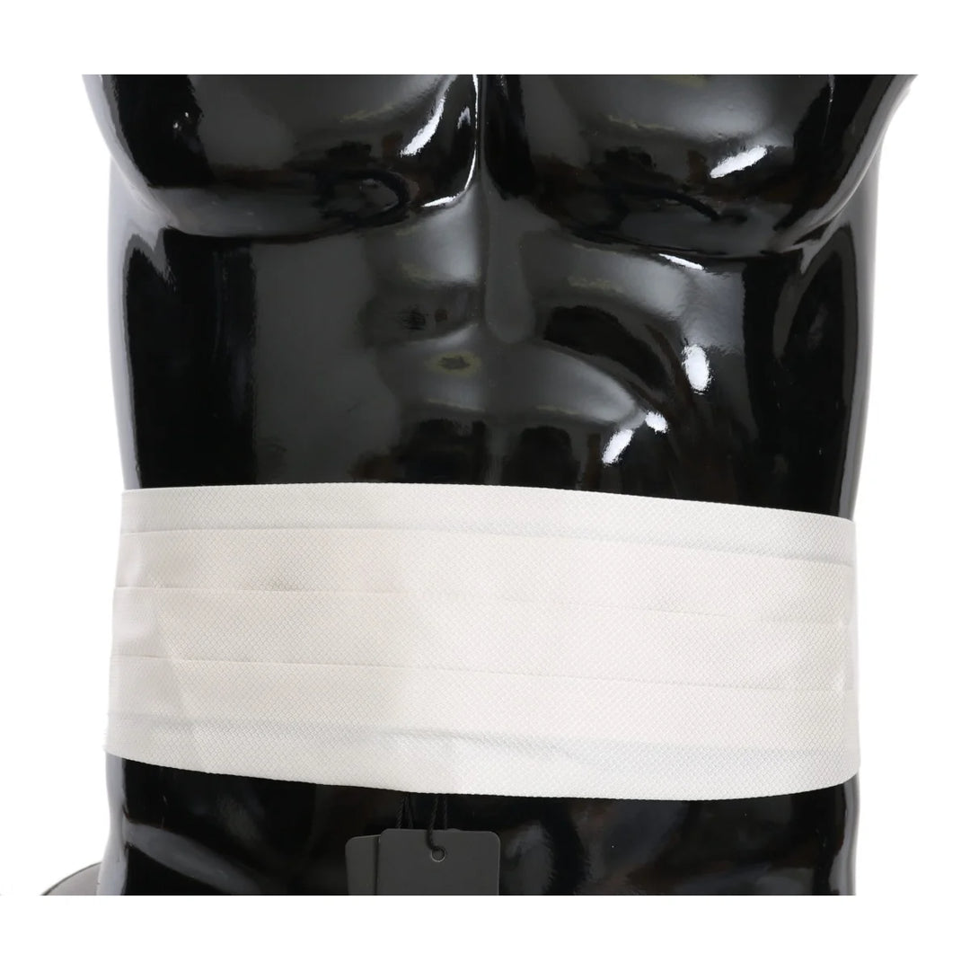 Dolce & Gabbana White Men Waist Belt 100% Silk Cummerbund